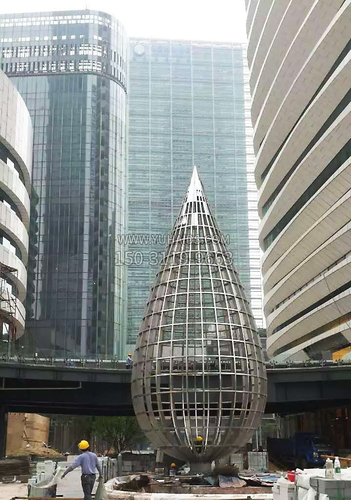 不锈钢大型镂空水滴城市景观雕塑