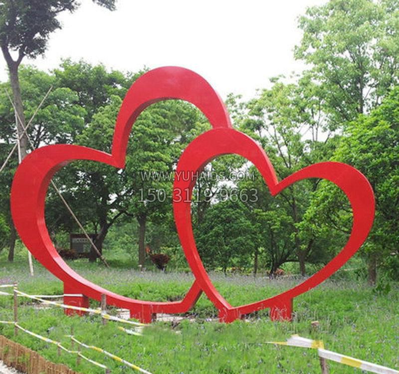 不锈钢抽象心连心雕塑