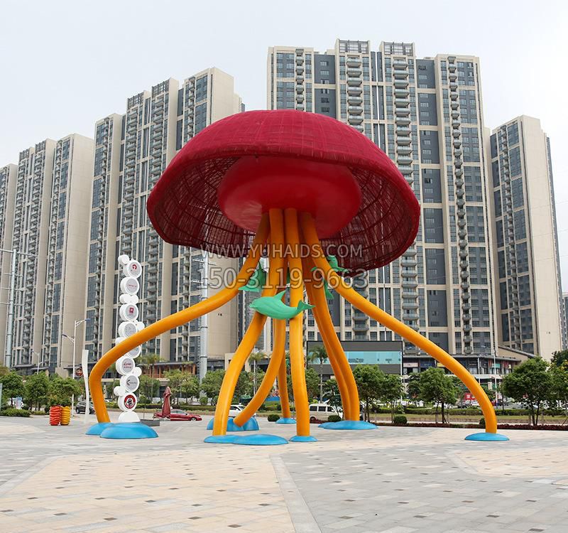 不锈钢海洋水母动物雕塑