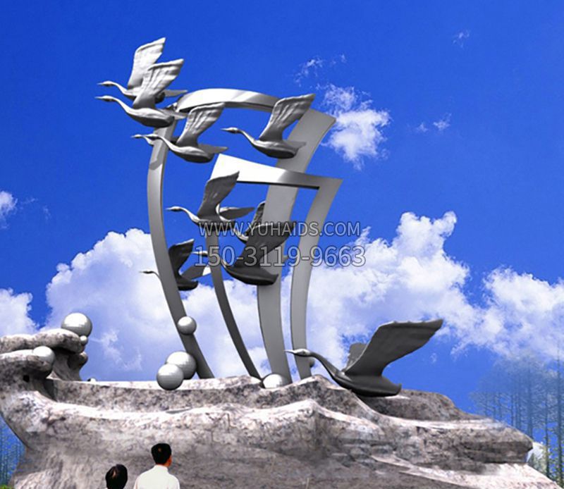 不锈钢飞翔科技公园景观雕塑