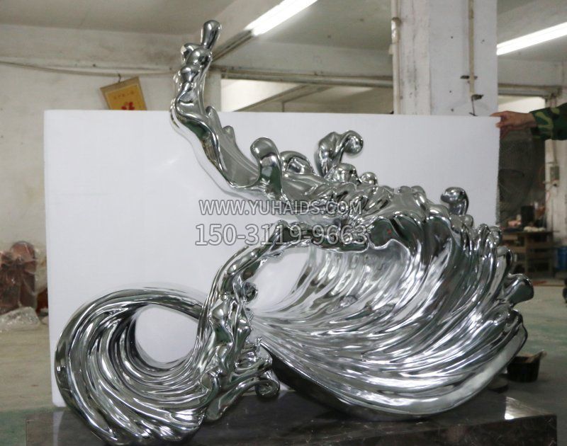 不锈钢公园抽象海浪雕塑