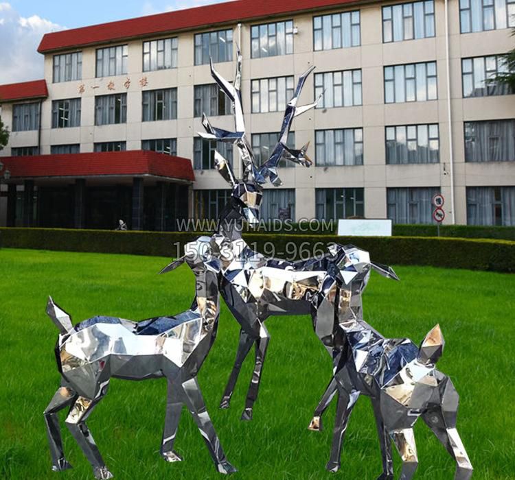 不锈钢草坪麋鹿雕塑