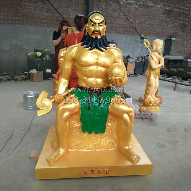 玻璃钢炎帝神农氏彩绘神像雕塑