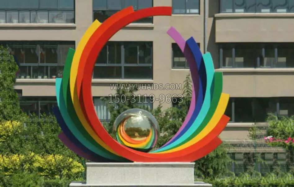 不锈钢彩条城市景观雕塑