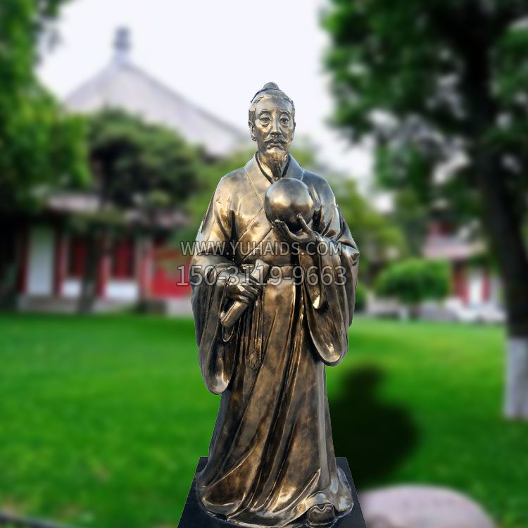 玻璃钢仿铜张衡塑像-中国东汉时期著名天文学家雕塑