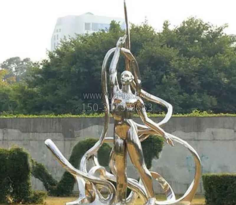 不锈钢彩带舞雕塑
