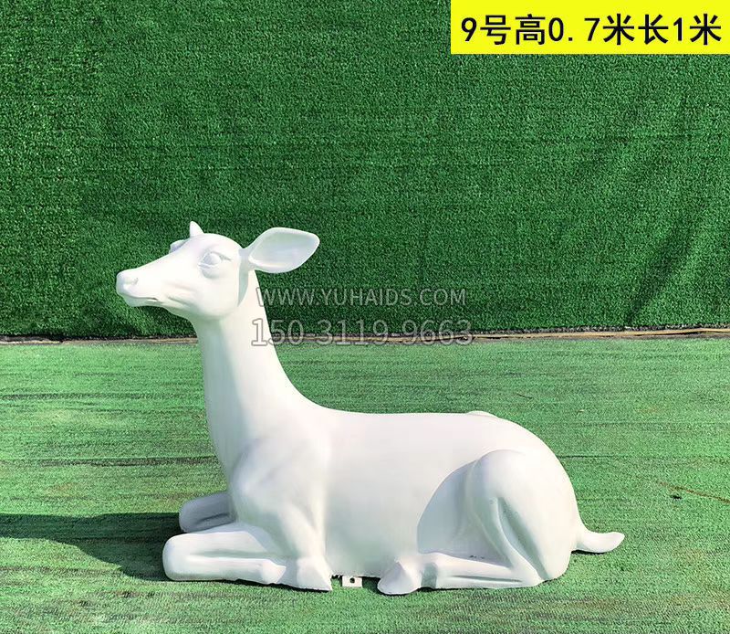 玻璃钢白色小鹿雕塑公园动物摆件