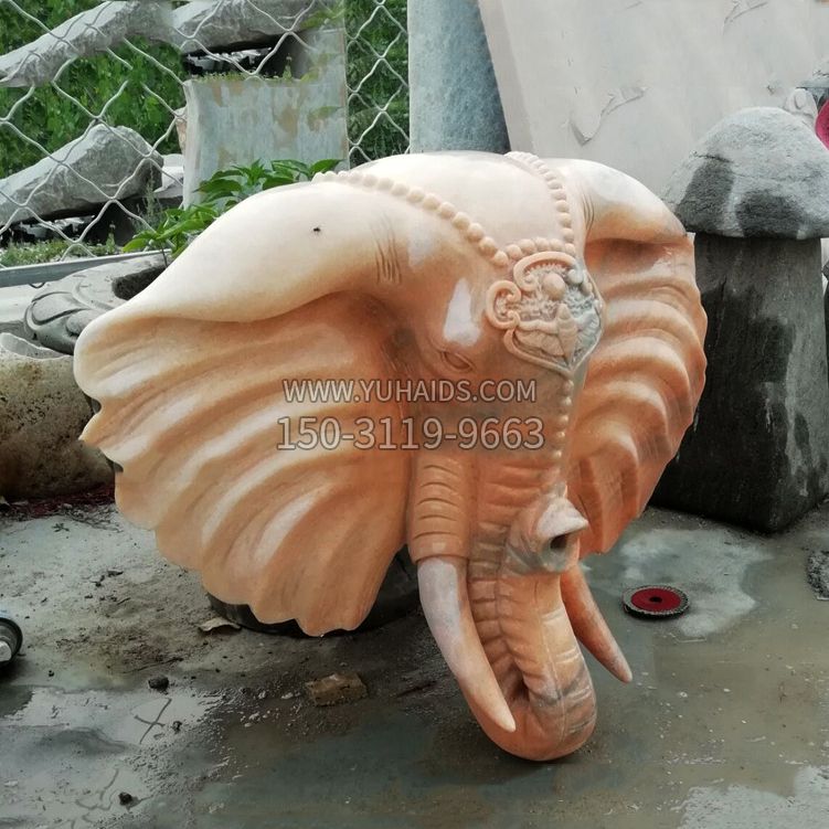 壁挂喷水大象头雕塑