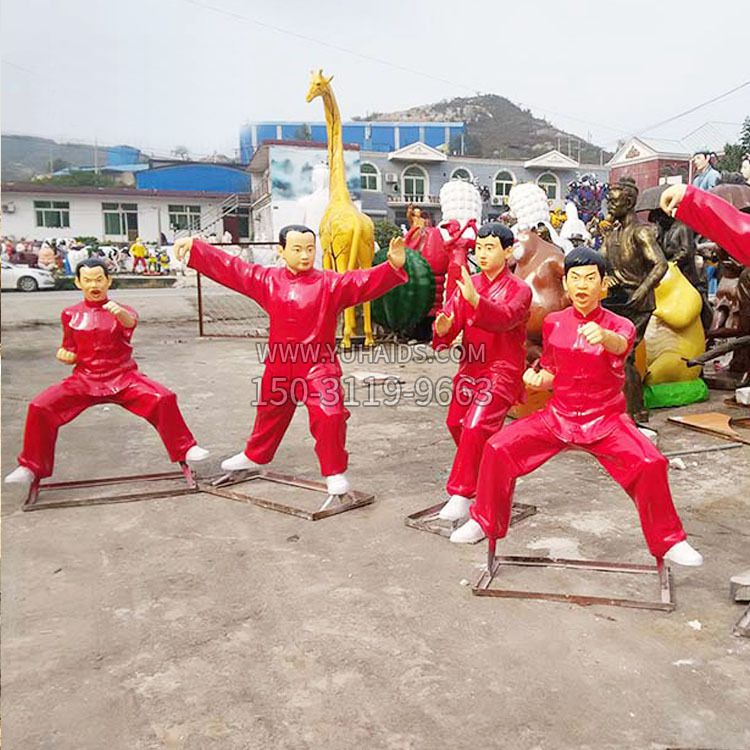 玻璃钢打太极拳的人物雕塑摆件