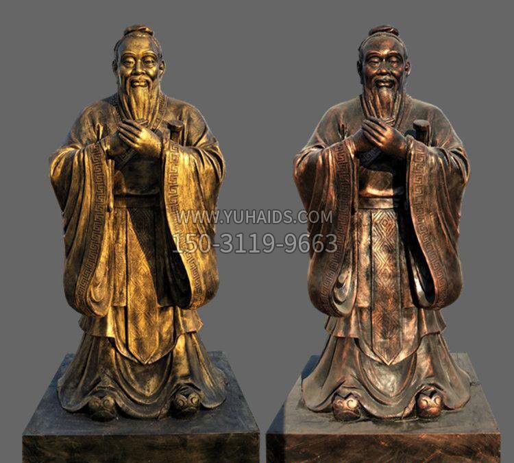 玻璃钢仿铜孔子校园名人雕塑