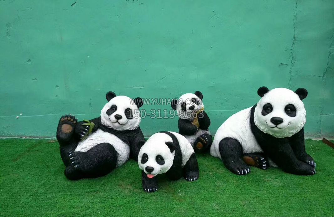 玻璃钢熊猫动物雕塑