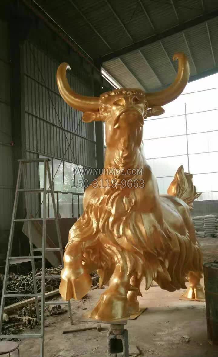 不锈钢城市钛金牦牛雕塑