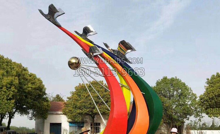 不锈钢彩虹飞鸽广场景观雕塑