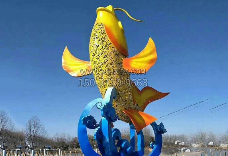 不锈钢城市大型鲤鱼雕塑