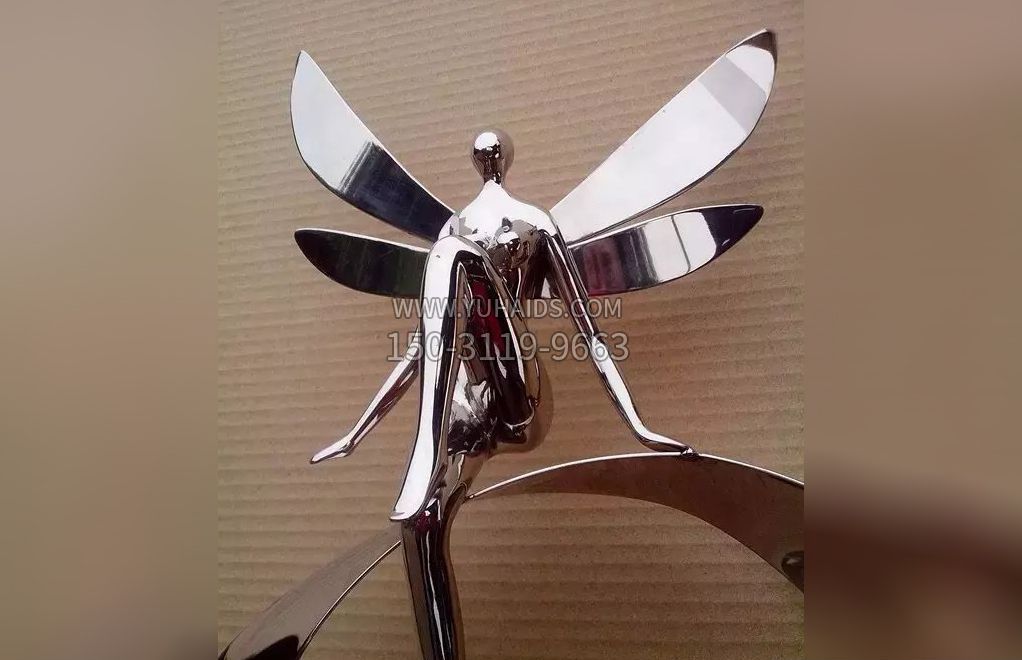 不锈钢抽象天使人物雕塑