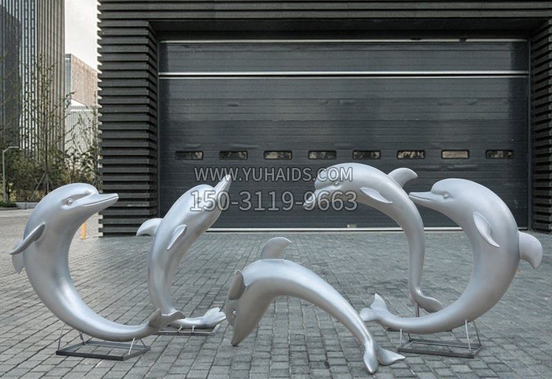 不锈钢公园海豚雕塑