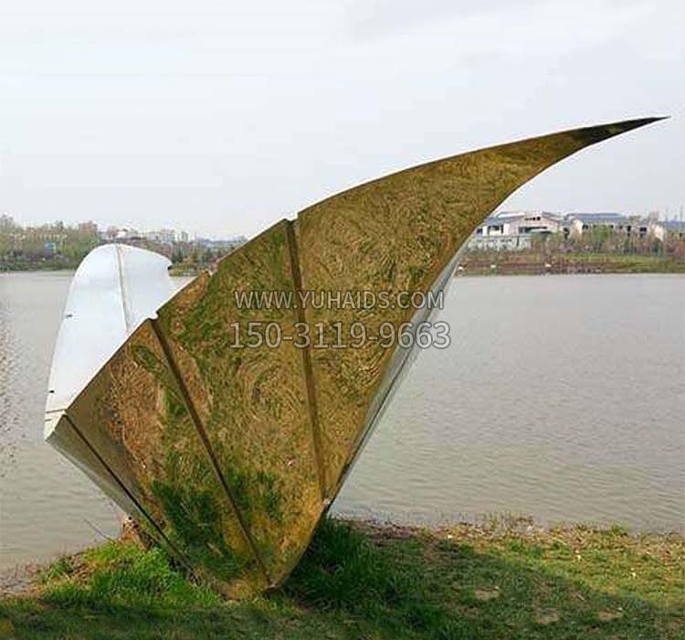 不锈钢公园抽象船雕塑