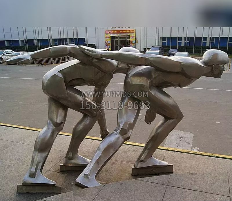 不锈钢滑冰人物雕塑