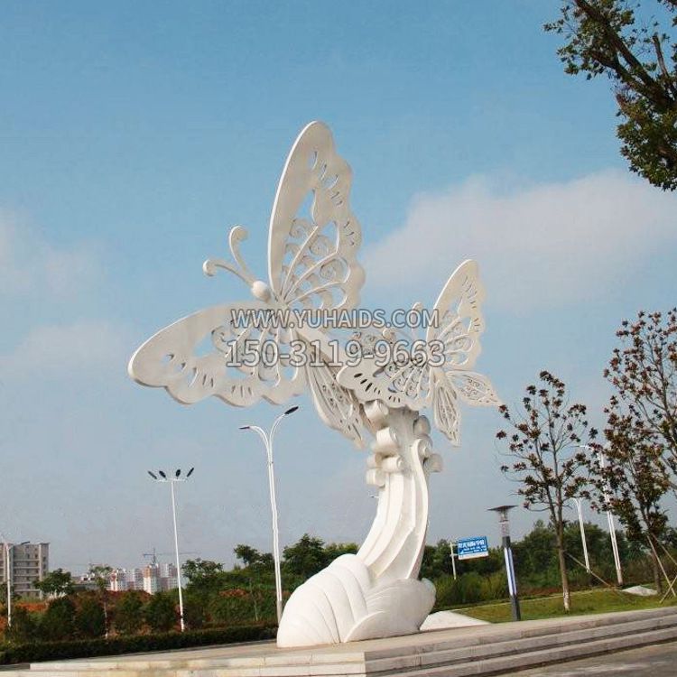 不锈钢蝴蝶景观雕塑，公园园林广场动物景观标识