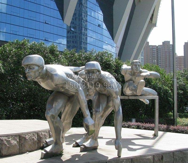 不锈钢跨栏企业雕塑