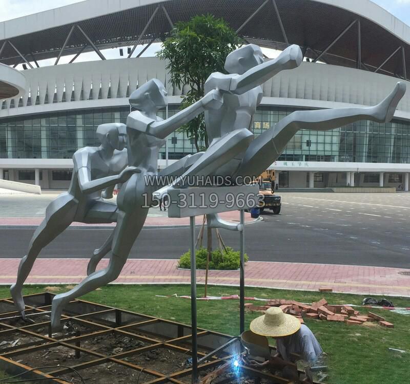 不锈钢体育跨栏人物雕塑
