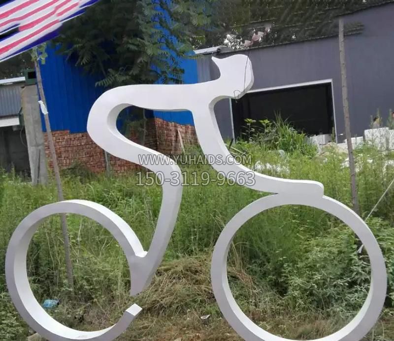 不锈钢骑自行车抽象雕塑