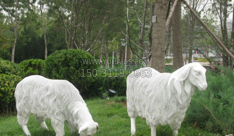 不锈钢绵羊公园动物雕塑