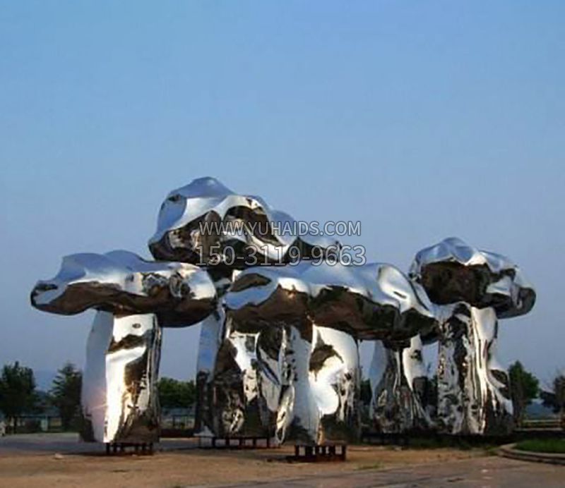 不锈钢蘑菇广场雕塑 