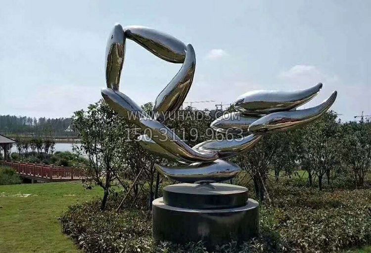 不锈钢园林抽象鱼雕塑