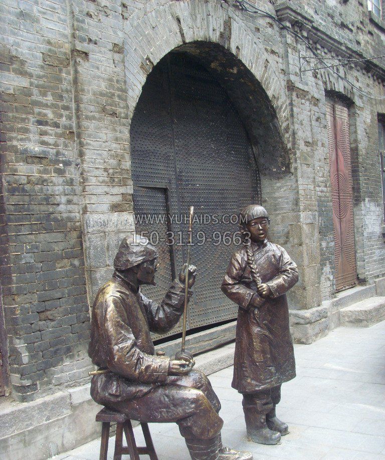 步行街拉二胡唱戏人物铜雕雕塑