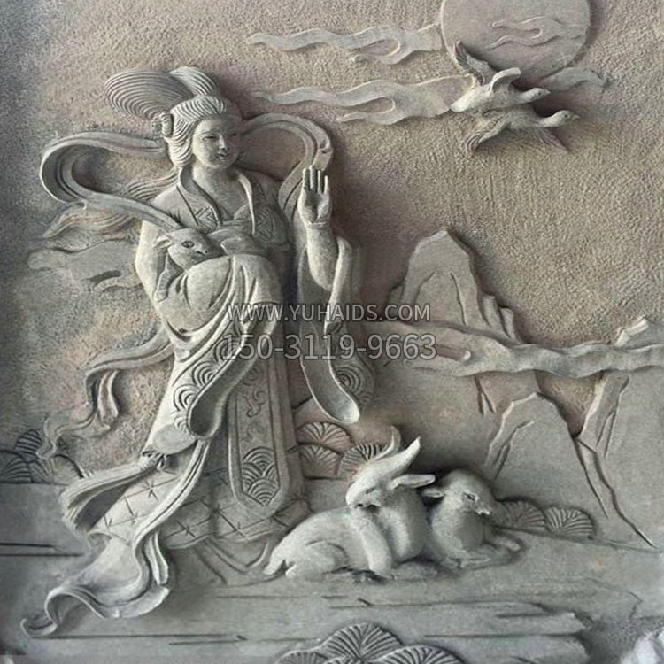 嫦娥浮雕-上古神话人物道教月神太阴星君雕塑 嫦娥浮雕-上古神话人物道教月神太阴星君雕塑