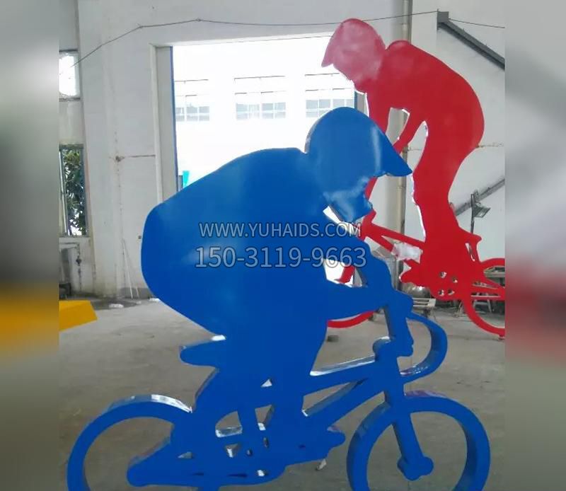 不锈钢运动骑自行车雕塑