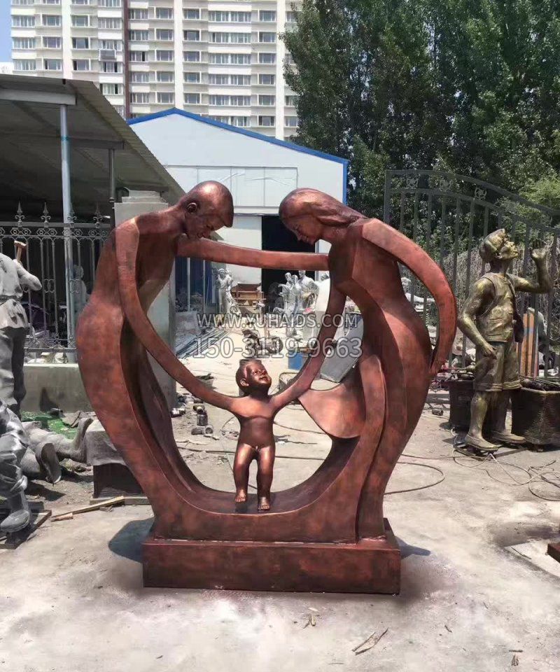 抽象一家三口人物铜雕雕塑