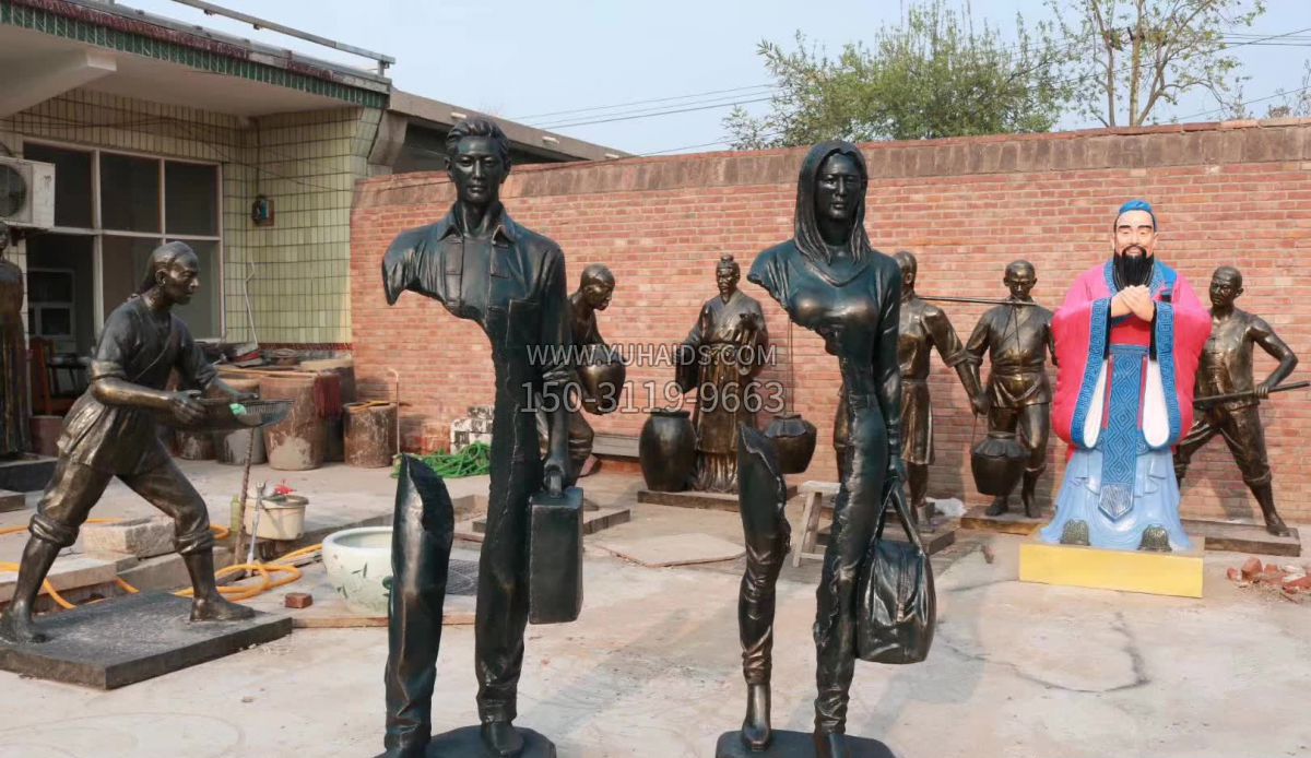 抽象男女人物铜雕 雕塑