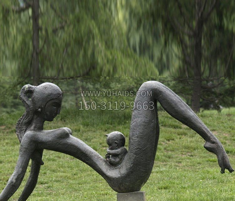 抽象母子公园人物铜雕摆件雕塑