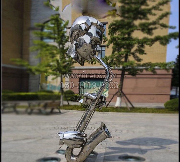 抽象不锈钢抽象吹萨克斯人物雕塑