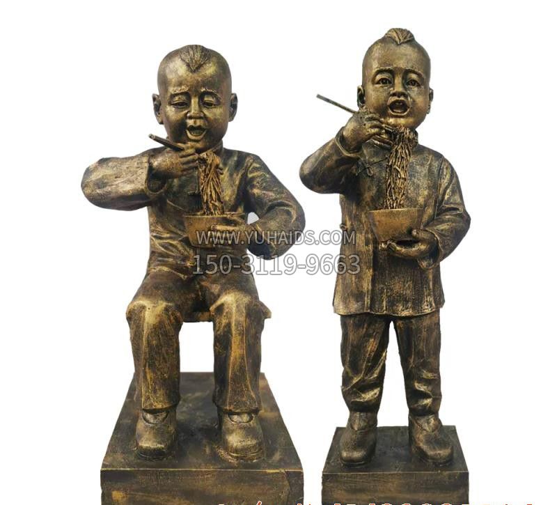 吃面人物铜雕雕塑