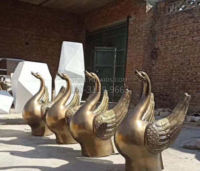 抽象广场天鹅铜雕雕塑