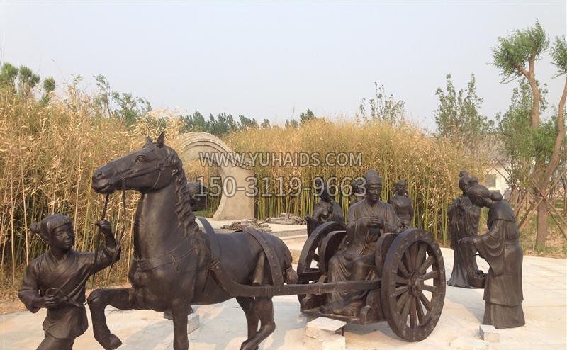 城市公园坐马车景观铜雕雕塑
