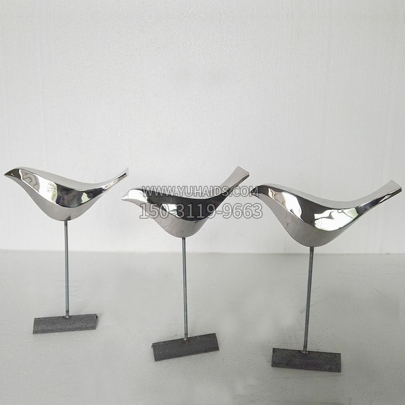 抽象块面不锈钢鸽子插件雕塑