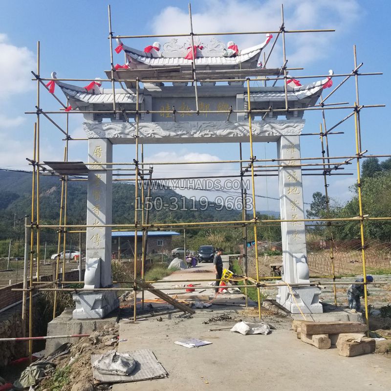 村庄单门石牌坊 雕塑