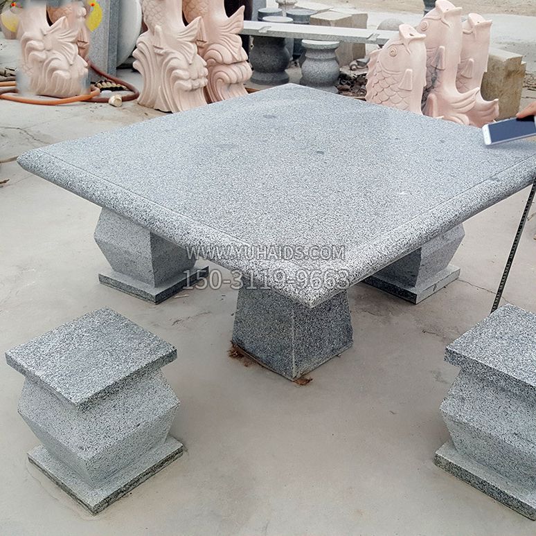 大理石户外石桌凳雕塑