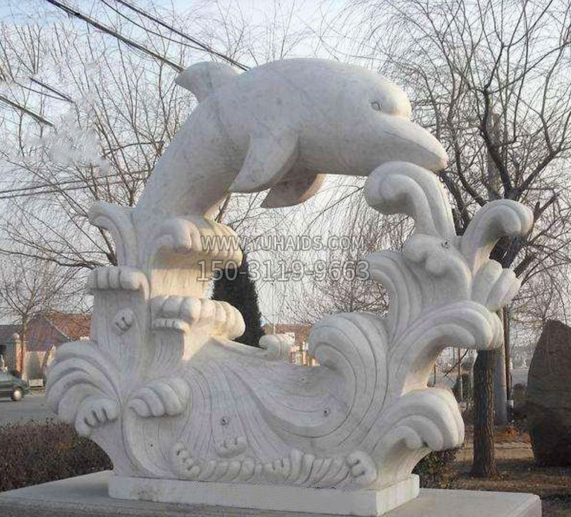 大理石公园景观海豚浪花雕塑