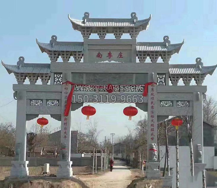 祠堂石牌坊雕塑