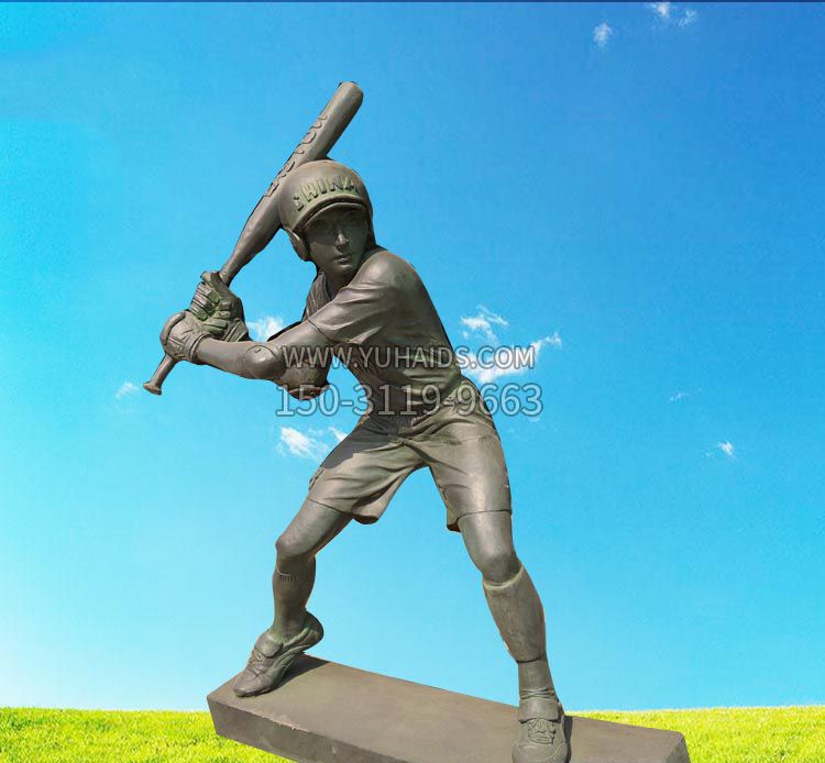 打棒球的人物铜雕雕塑