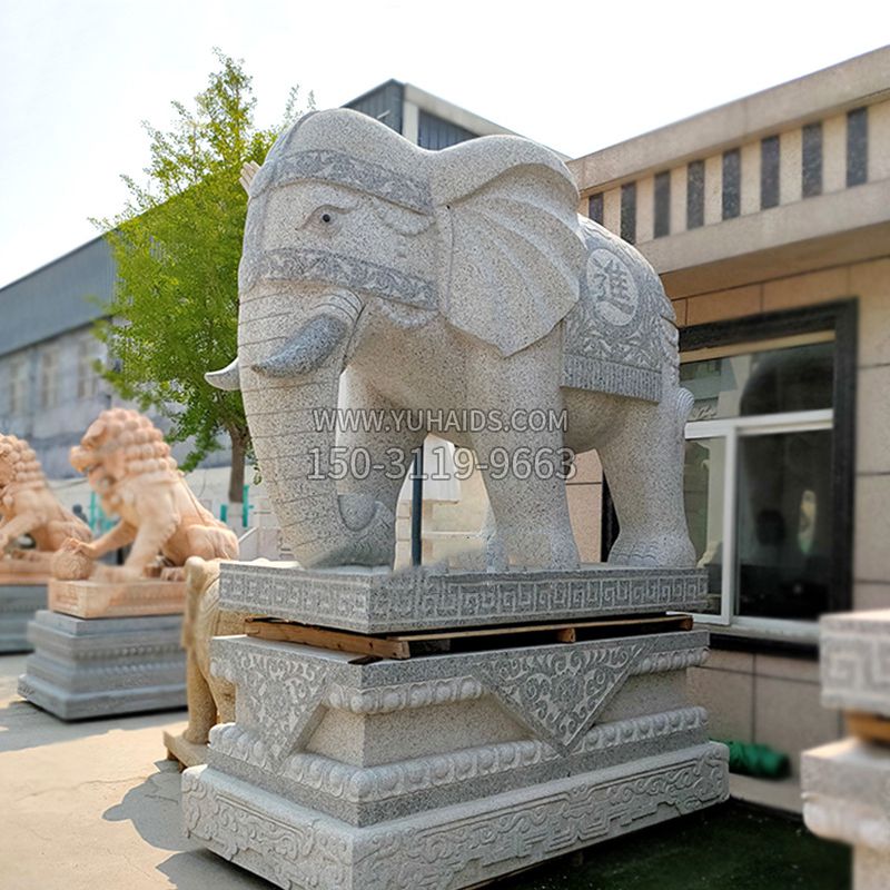 大门口石雕大象雕塑