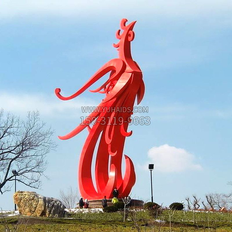 大型不锈钢凤凰雕塑-景区景点神兽动物景观雕塑