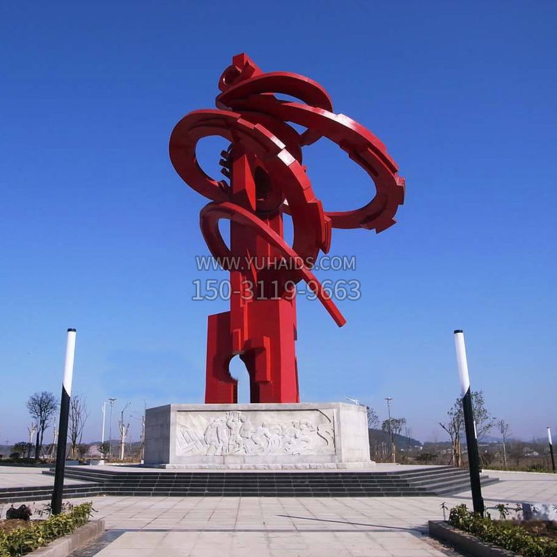 大型龙形不锈钢景观雕塑-广场抽象神兽景观标识