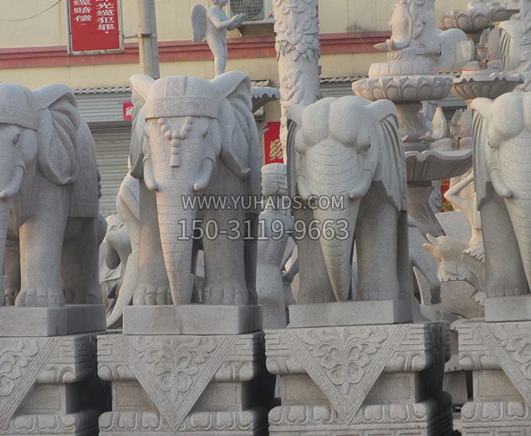 大象石柱雕塑