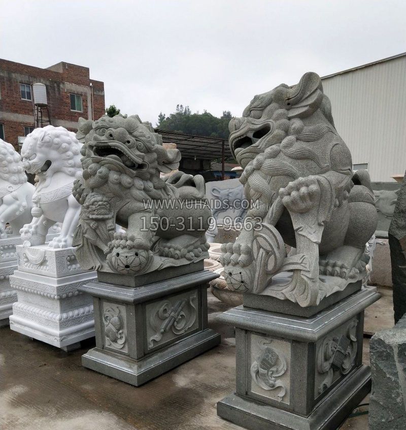 大理石献钱狮南方狮子雕塑